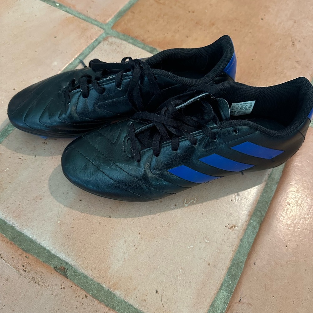 Adidas Black and Blue soccer Shoes for Performance